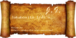 Jakabovits Irén névjegykártya